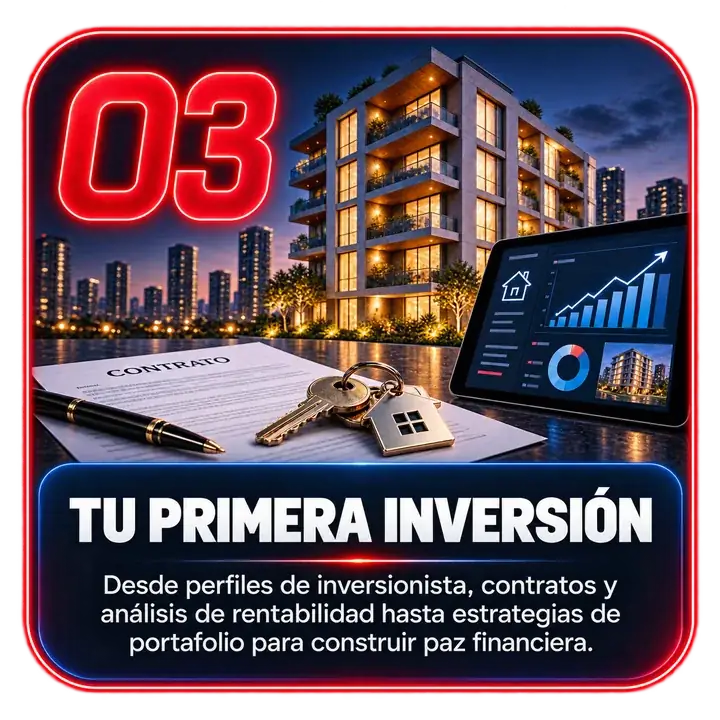 03 · Tu primera inversión: Desde perfiles de inversionista, contratos y análisis de rentabilidad hasta estrategias de portafolio para construir paz financiera.